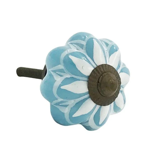 Sunflower Blue Ceramic Drawer/ Door/ Cabinet Knob (Pack of 6)