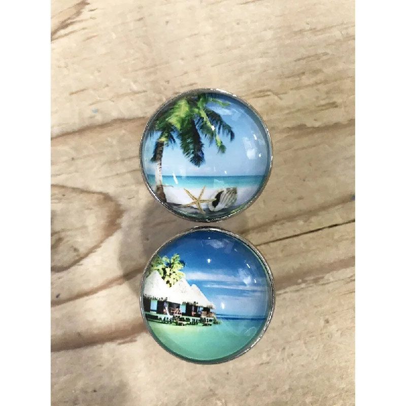 Tropical Ocean Beach Theme Glass Cabinet Knobs - Set of 6