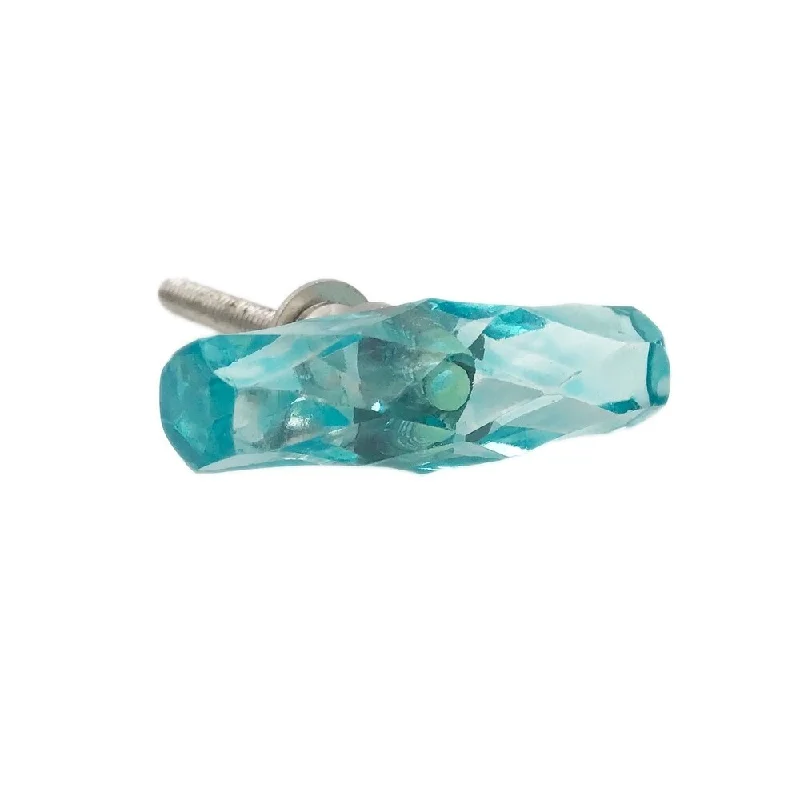 Turquoise Cylinder Clear Glass Knob Tube Cabinet Pull, Drawer Knobs - Pack of 6