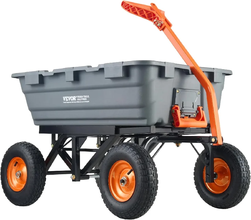 VEVOR 1500lbs Poly Yard Dump Cart Wagon with 2 in 1 Convertible Handle - $150