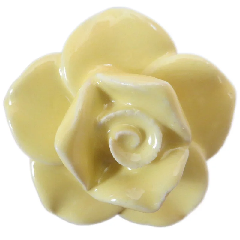 Yellow Rose Small Ceramic Drawer/ Door/ Cabinet Knob (Pack of 6)