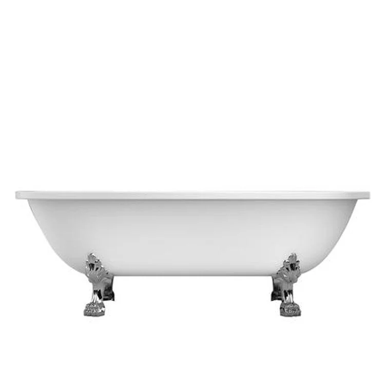 Freestanding Tub Colin 70 Inch Double Roll Top Oval Acrylic White/Brushed Nickel Lion Paw Feet 7 Inch Center Faucet Holes