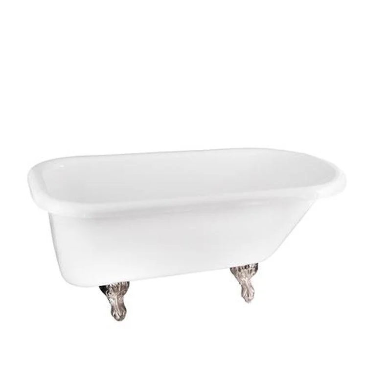 Freestanding Tub Anthea 60 Inch Double Roll Top Oval Acrylic White/Oil Rubbed Bronze Ball and Claw Feet 3-3/8 Inch Center Faucet Holes Rolled Rim