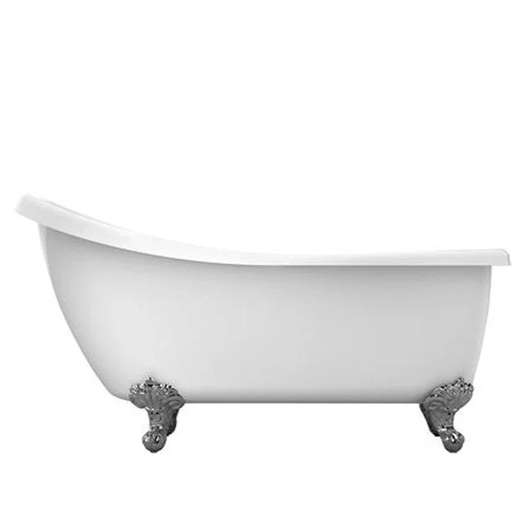 Freestanding Tub Kenney 67 Inch Slipper Oval Acrylic White/Brushed Nickel Imperial Feet 7 Inch Center Faucet Holes