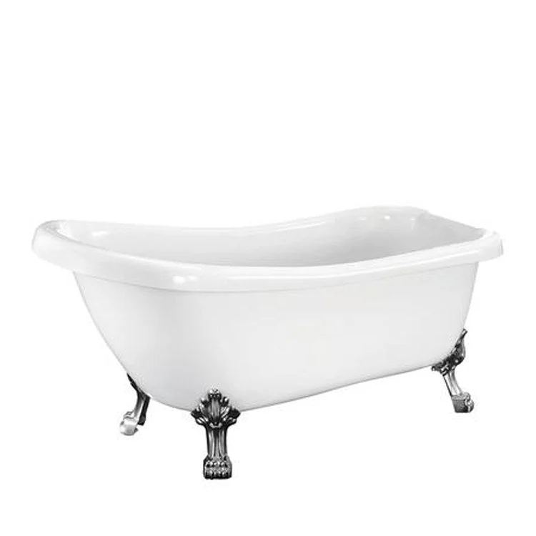 Freestanding Tub Kingston 67 Inch Slipper Oval Acrylic White/Oil Rubbed Bronze Lion Paw Feet 7 Inch Center Faucet Holes