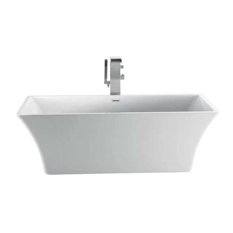 Freestanding Tub Taylor 67 Inch Rectangle Acrylic White/Polished Chrome Drain and Overflow No Faucet Holes