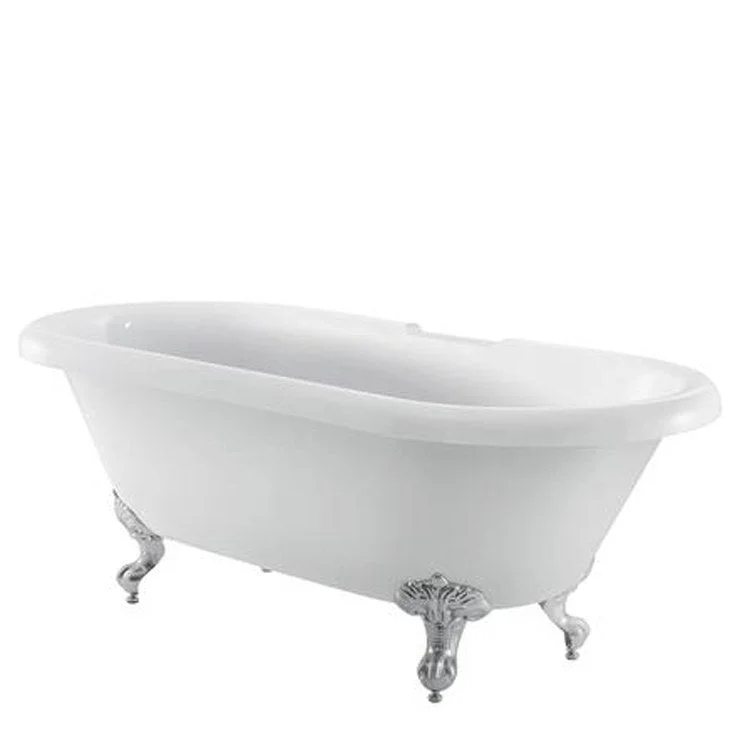 Freestanding Tub Claudia 69 Inch Double Roll Top Oval Acrylic White/Polished Chrome Imperial Feet 7 Inch Center Faucet Holes