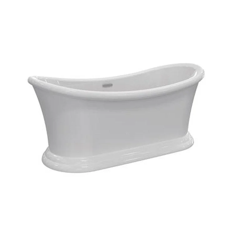 Freestanding Tub Nemo 67 Inch Double Slipper Oval Acrylic White/Polished Chrome Drain and Overflow No Faucet Holes