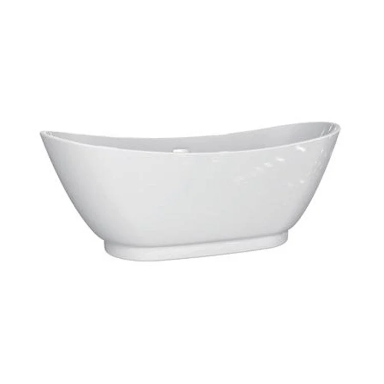 Freestanding Tub Normandy 70 Inch Double Slipper Oval Acrylic White/Polished Brass Drain and Overflow No Faucet Holes