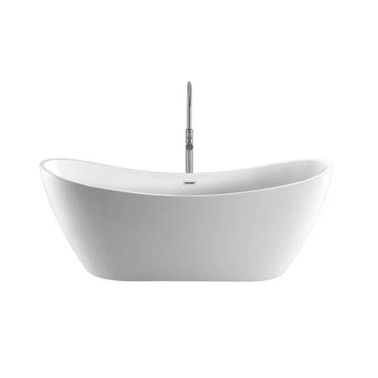 Freestanding Tub Nyx 72 Inch Double Slipper Oval Acrylic White/Polished Chrome Drain and Overflow No Faucet Holes