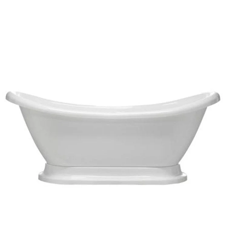 Freestanding Tub Monterrey 63 Inch Double Slipper Oval Acrylic White No Faucet Holes Tap Deck