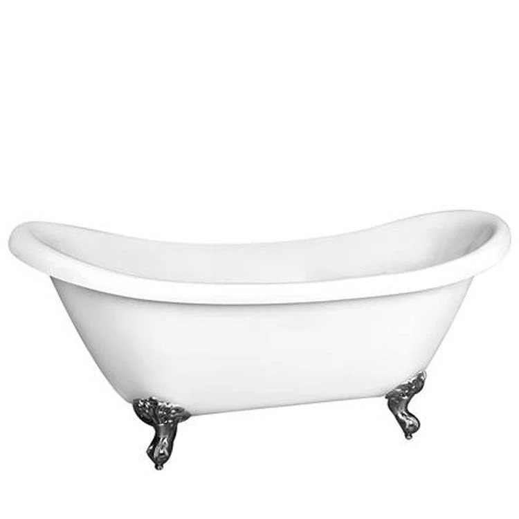 Freestanding Tub Monique 69 Inch Double Slipper Oval Acrylic White/Polished Brass Imperial Feet No Faucet Holes