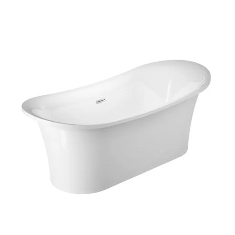 Freestanding Tub Nydia 72 Inch Oval Acrylic White/Matte Black Drain and Overflow No Faucet Holes