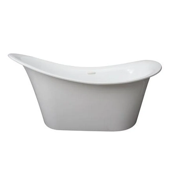 Freestanding Tub Maxine 69 Inch Oval Acrylic White/Polished Chrome Drain and Overflow No Faucet Holes