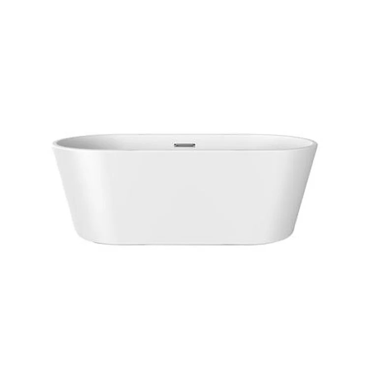 Freestanding Tub Oswald 59 Inch Oval Acrylic White/Oil Rubbed Bronze Drain and Overflow No Faucet Holes