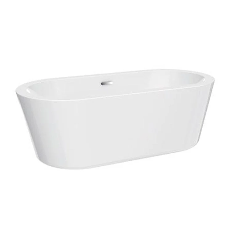 Freestanding Tub Opus 59 Inch Oval Acrylic White/Polished Nickel Drain and Overflow No Faucet Holes