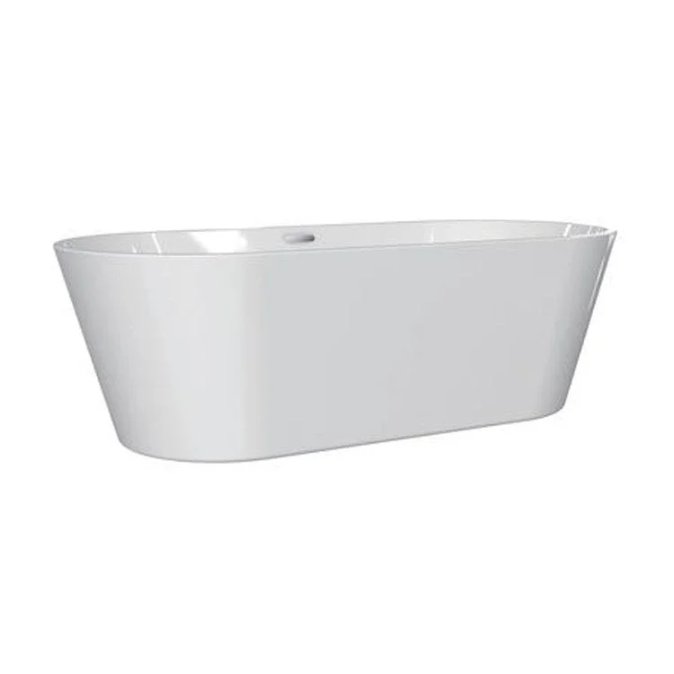 Freestanding Tub Orrick 63 Inch Oval Acrylic White/Brushed Nickel Drain and Overflow No Faucet Holes