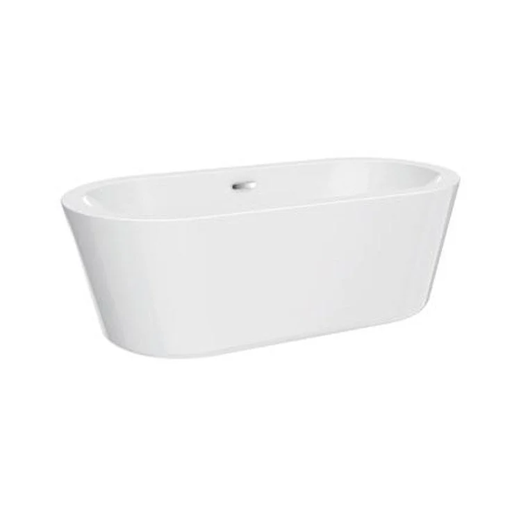 Freestanding Tub Saville 66 Inch Oval Acrylic White/Brushed Nickel Drain and Overflow No Faucet Holes