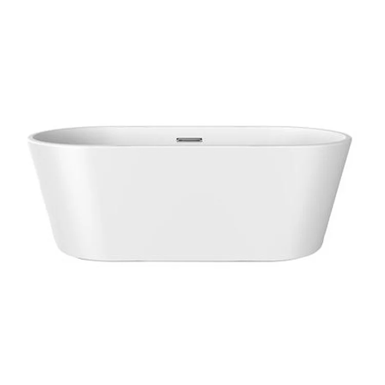 Freestanding Tub Patrick 67 Inch Oval Acrylic White/Brushed Nickel Drain and Overflow No Faucet Holes