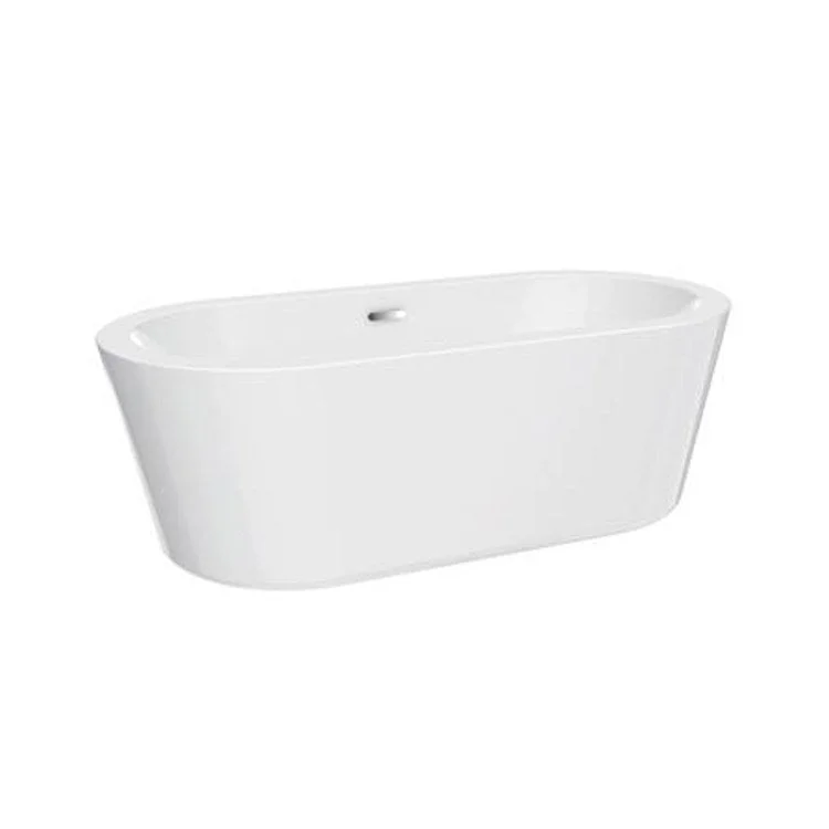 Freestanding Tub Saxton 70 Inch Oval Acrylic White/Brushed Nickel Drain and Overflow No Faucet Holes