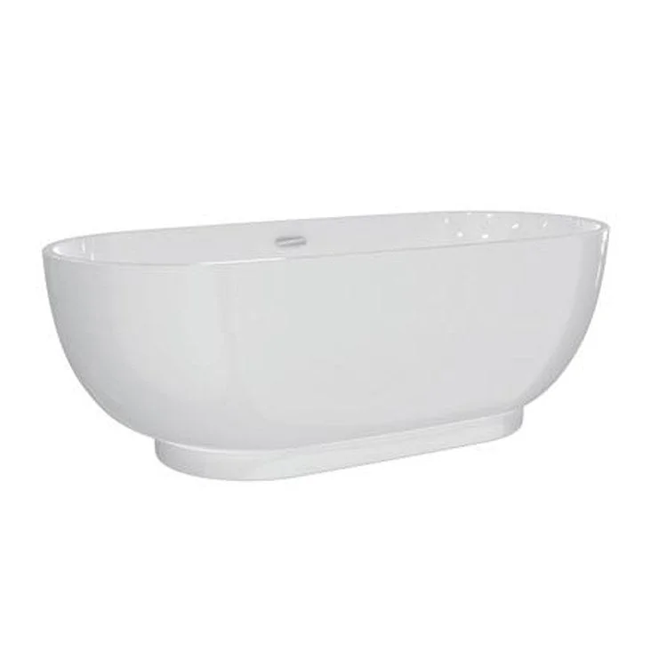 Freestanding Tub Roosevelt 71 Inch Oval Acrylic White/Brushed Nickel Drain and Overflow No Faucet Holes