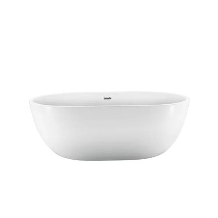 Freestanding Tub Piper 71 Inch Oval Acrylic White/Matte Black Drain and Overflow No Faucet Holes Tap Deck