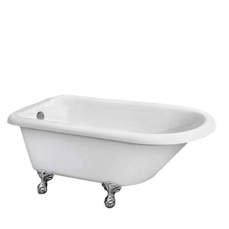 Freestanding Tub Amelia 59 Inch Roll Top Oval Acrylic White/Brushed Nickel Ball and Claw Feet 7 Inch Center Faucet Holes