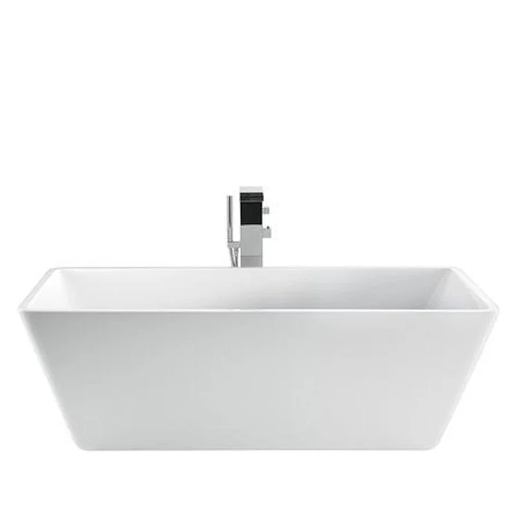 Freestanding Tub Siren 64 Inch Rectangle Acrylic White No Faucet Holes