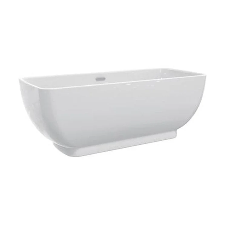 Freestanding Tub Sullivan 67 Inch Oval Acrylic White/Brushed Nickel Drain and Overflow No Faucet Holes