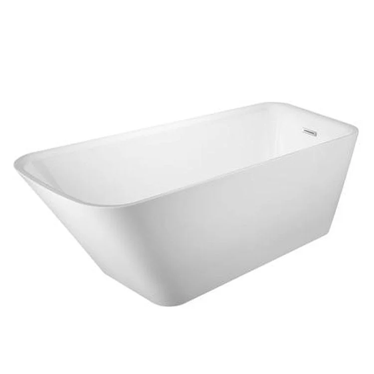 Freestanding Tub Marakesh 68 Inch Slipper Oval Acrylic White/Brushed Nickel Drain and Overflow No Faucet Holes