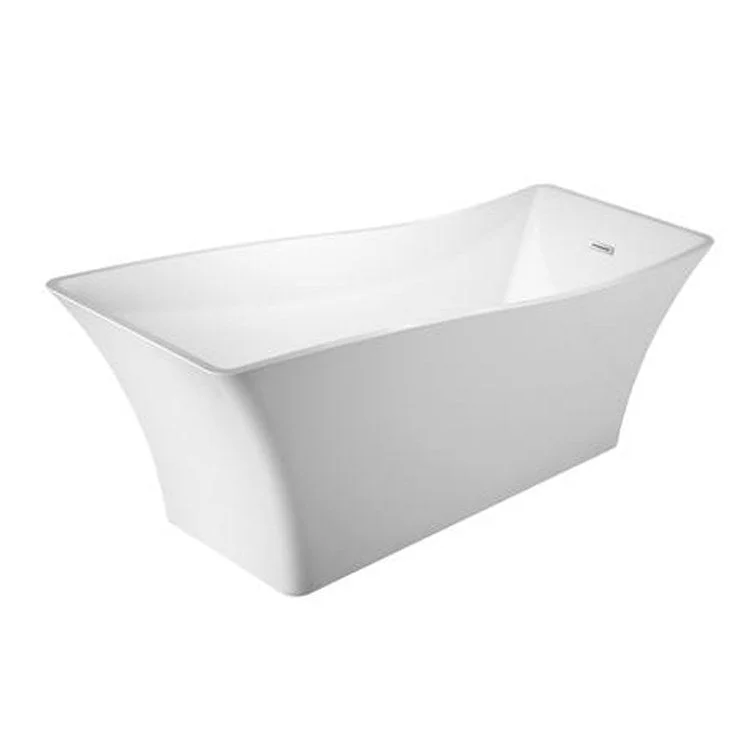 Freestanding Tub Melanie 68 Inch Slipper Rectangle Acrylic White/Brushed Nickel Drain and Overflow No Faucet Holes