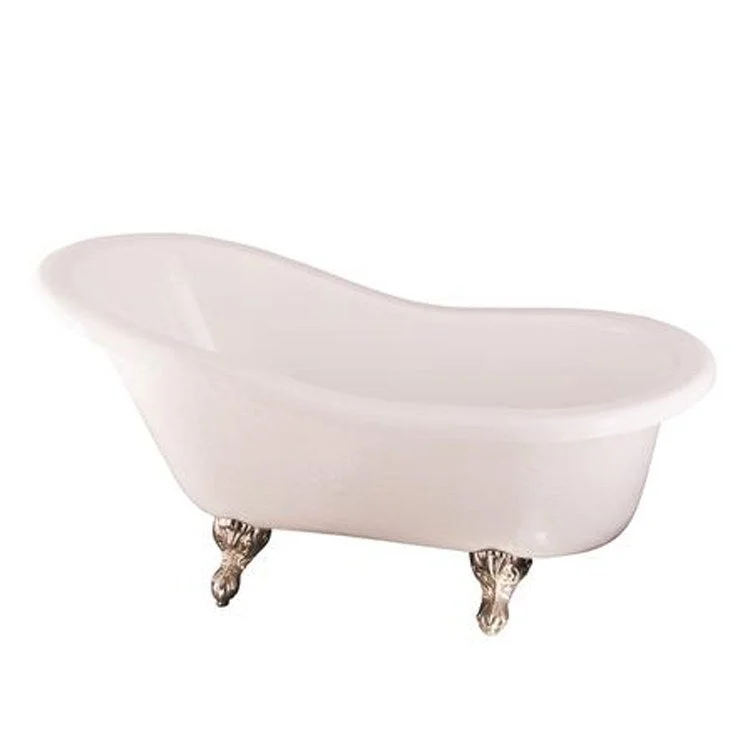 Freestanding Tub Estelle 60 Inch Slipper Oval Acrylic Bisque/Polished Chrome Ball and Claw Feet No Faucet Holes Flat Rim