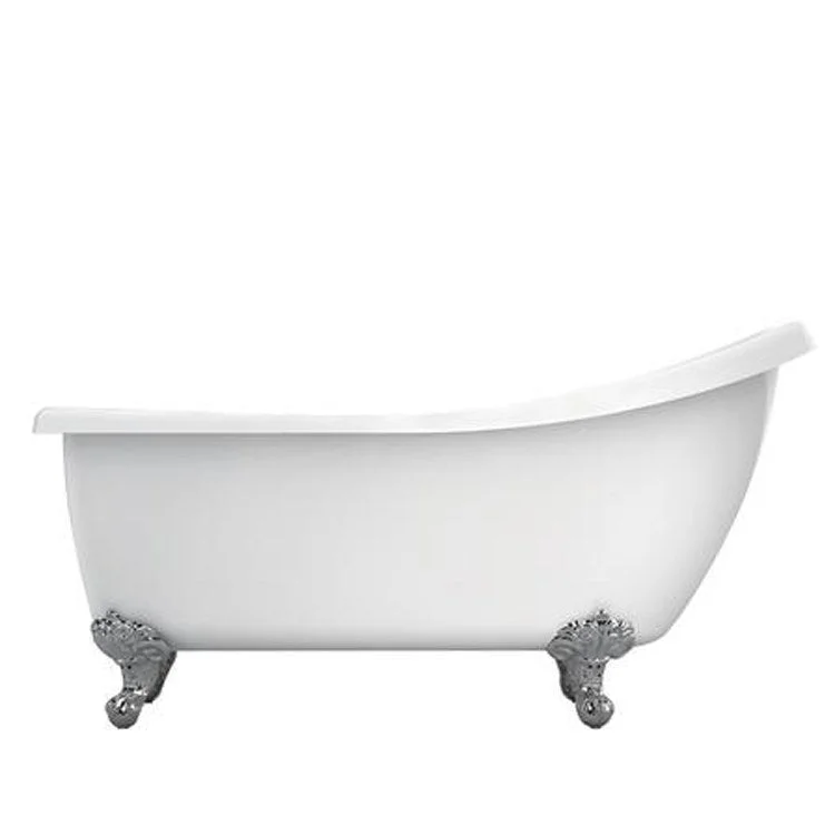 Freestanding Tub Fortuna 61 Inch Slipper Oval Acrylic White/Brushed Nickel Imperial Feet 7 Inch Center Faucet Holes