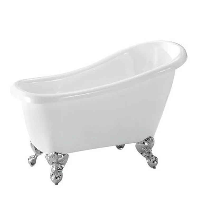 Freestanding Tub Cyrano 44 Inch Slipper Oval Acrylic White/Brushed Nickel Ball and Claw Feet No Faucet Holes