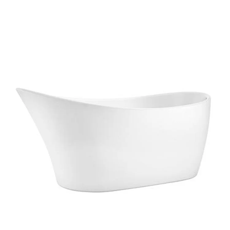 Freestanding Tub Lydia 65 Inch Slipper Oval Acrylic White No Faucet Holes