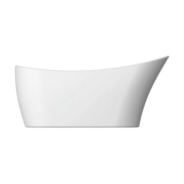 Freestanding Tub Lydia 65 Inch Slipper Oval Acrylic White/Brushed Nickel Drain and Overflow No Faucet Holes