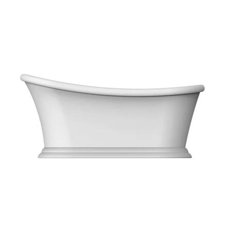 Freestanding Tub Mallory 68 Inch Slipper Oval Acrylic White/Brushed Nickel Drain and Overflow No Faucet Holes