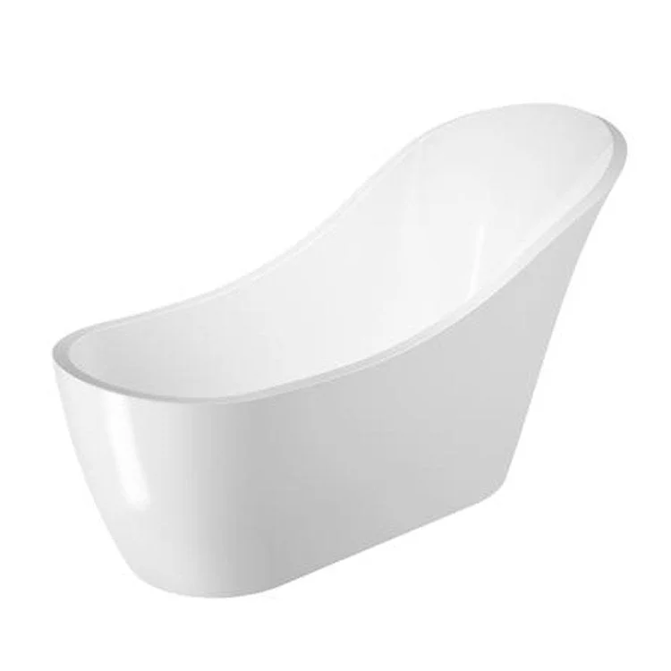 Freestanding Tub McGuire 70 Inch Slipper Oval Acrylic White/Brushed Nickel Drain and Overflow No Faucet Holes