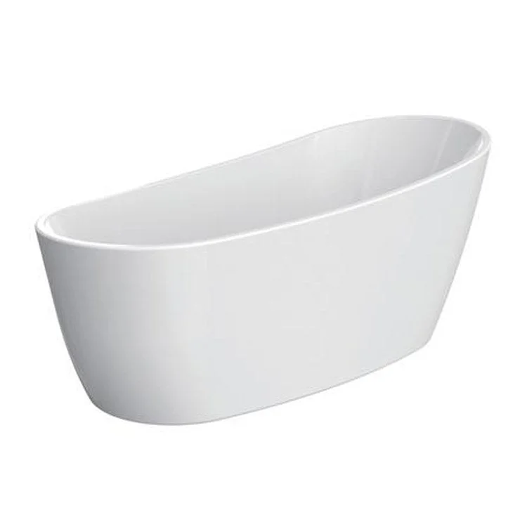 Freestanding Tub Lulu 71 Inch Slipper Oval Acrylic White/Brushed Nickel Drain and Overflow No Faucet Holes