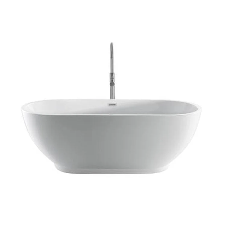 Freestanding Tub Radcliff 67 Inch Oval Acrylic White/Brushed Nickel Drain and Overflow No Faucet Holes