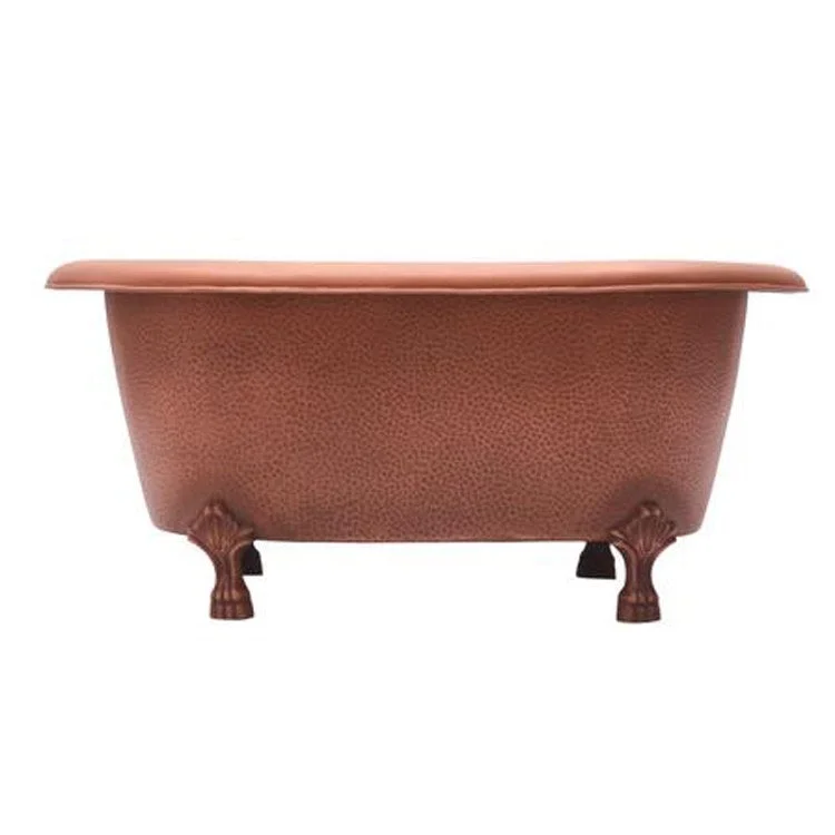 Freestanding Tub Picasso 32 Inch Double Roll Top Oval Antique Copper Ball and Claw Feet No Faucet Holes