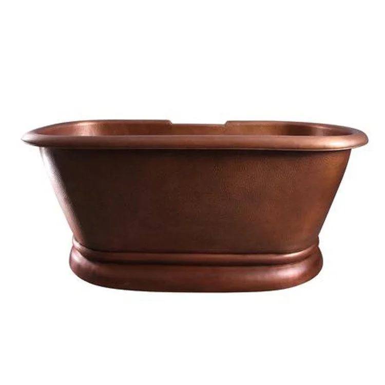 Freestanding Tub Reedley 60 Inch Double Roll Top Oval Antique Copper No Faucet Holes Tap Deck