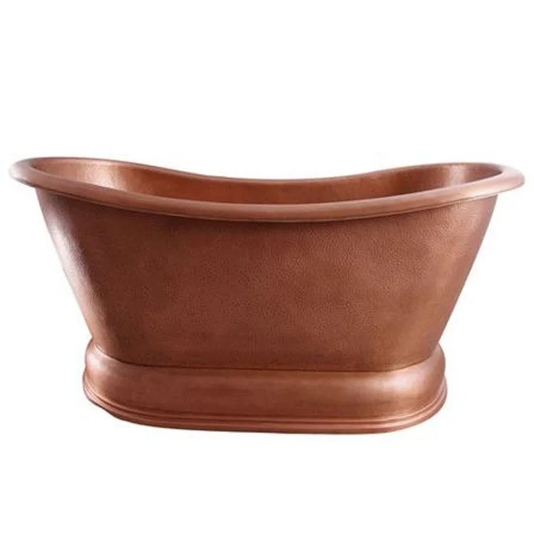 Freestanding Tub Barnes 66 Inch Double Slipper Oval Antique Copper No Faucet Holes Rolled Rim