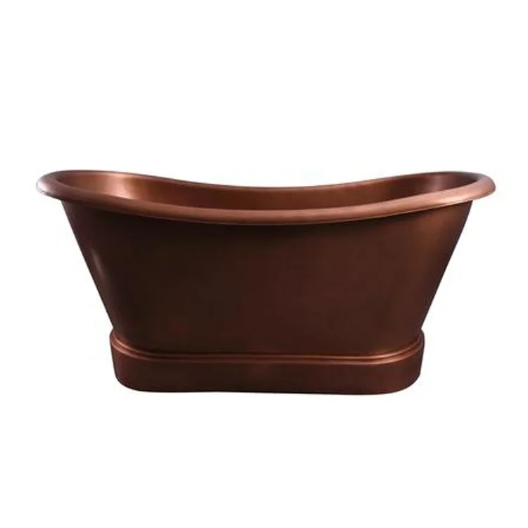 Freestanding Tub Calumet Double Slipper Oval Smooth Antique Copper No Faucet Holes