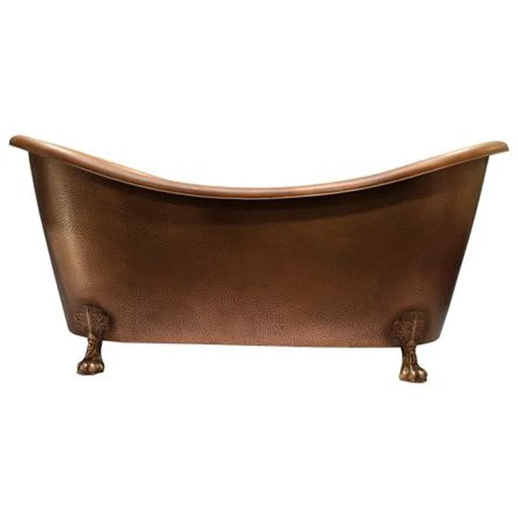 Freestanding Tub Celana 68 Inch Double Slipper Oval Antique Copper Claw Feet No Faucet Holes