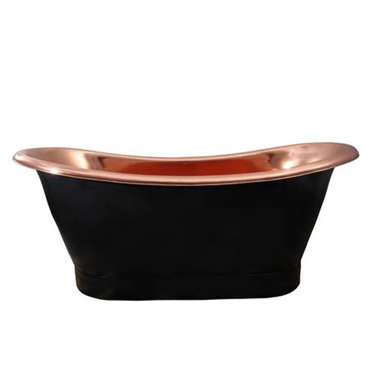 Freestanding Tub Chapal 69-1/2 x 31 x 28-3/4 Inch 70IN Double Slipper Tub Black Copper Center Oval