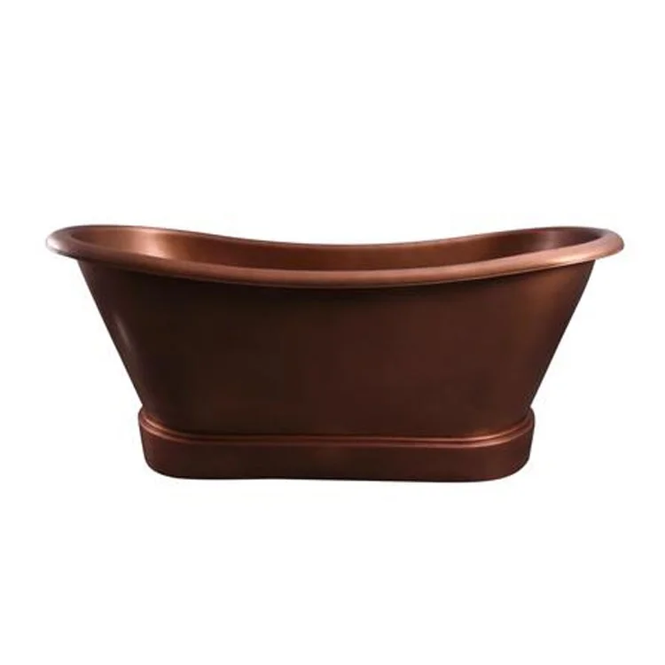 Freestanding Tub Carwyn 72 Inch Double Slipper Oval Smooth Antique Copper No Faucet Holes