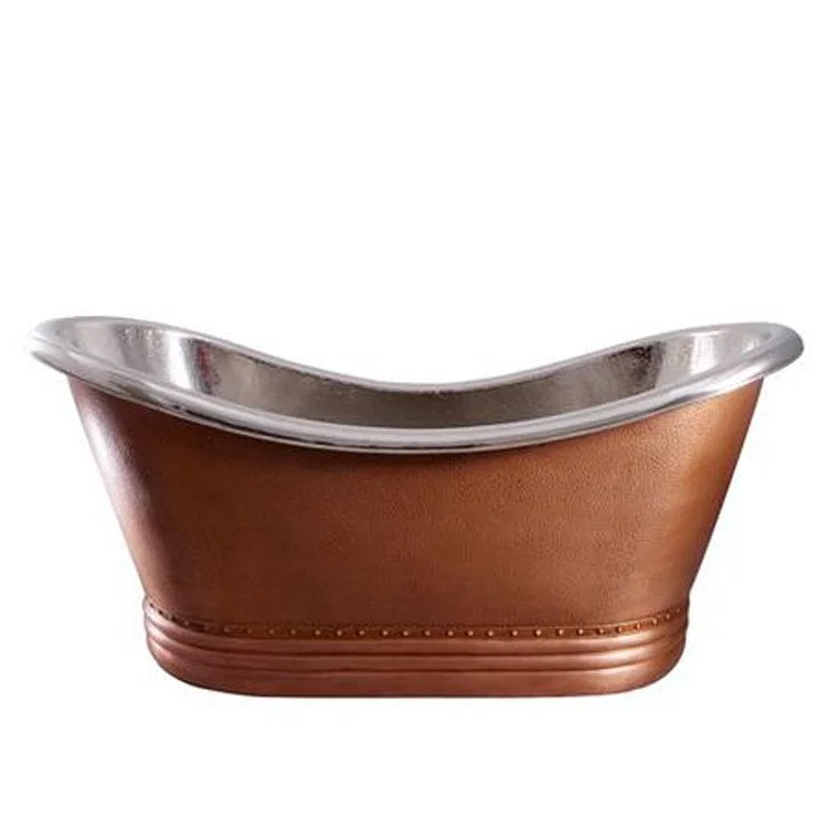 Freestanding Tub Ashton Double Slipper Oval Antique Copper Nickel Plated Interior No Faucet Holes