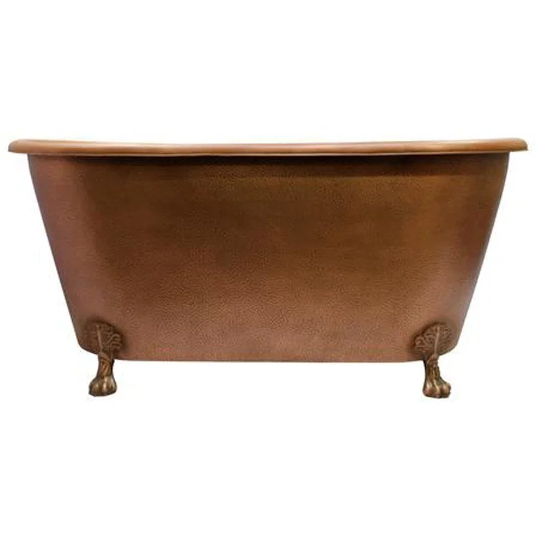 Freestanding Tub Panya 68 Inch Roll Top Oval Antique Copper Claw Feet No Faucet Holes