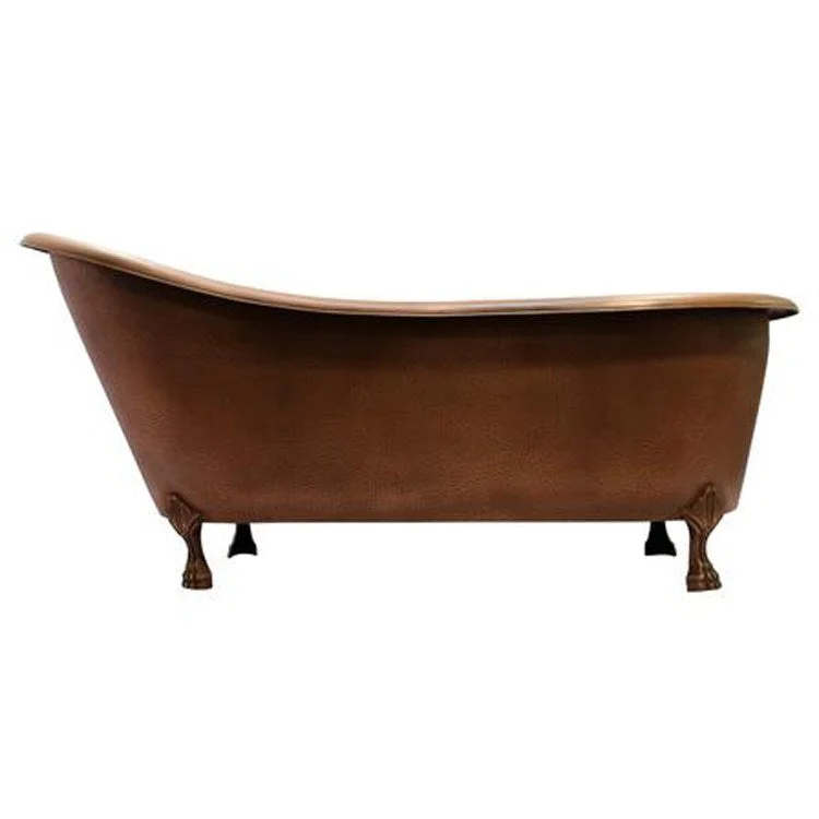 Freestanding Tub Gitali 68 Inch Single Slipper Oval Antique Copper Claw Feet No Faucet Holes